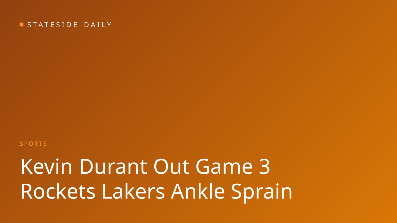 Kevin Durant Out for Game 3 as Rockets Face Lakers Without Star