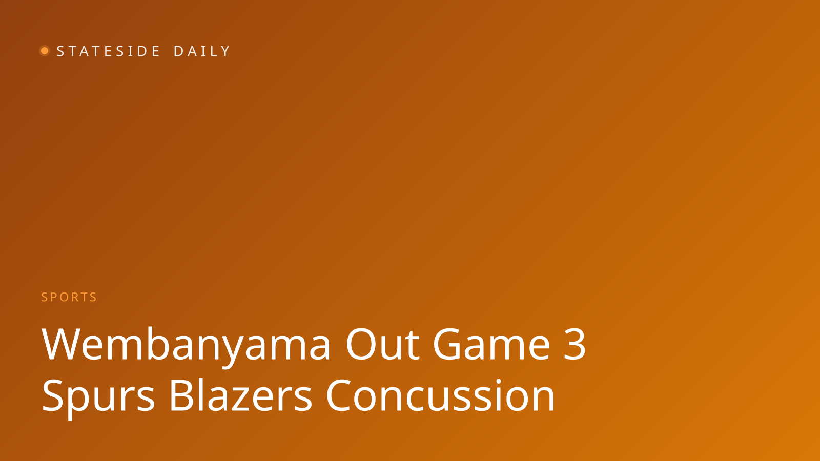 Wembanyama Out for Game 3 as Spurs Face Blazers Without Star