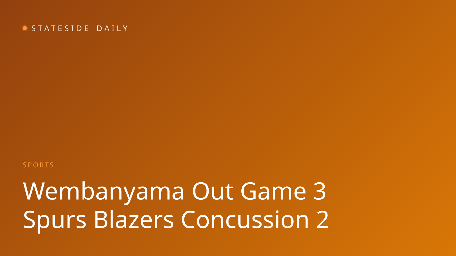 Wembanyama Out for Game 3 as Spurs Face Blazers Without Star